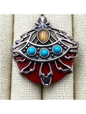 Carolyn Pollack Relios Blue Turquoise Sterling Silver Enhancer Pendant